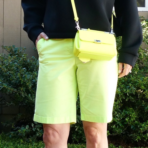 J. Crew Light Neon Yellow Bermuda Shorts - 4 - Picture 1 of 8